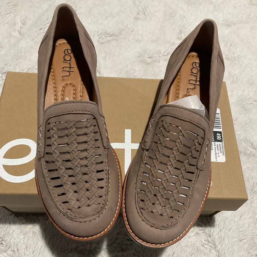 Earth Taupe Suede Slip On Flats